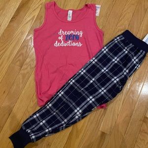 New Dreaming of Zero Deductions Girls size Medium Cheerleader PJ Lounge Set